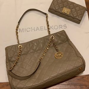 Michael Kors Quilted Leather Handbag & Wallet Set
